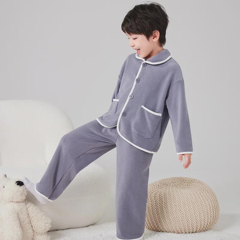 Seturi de Haine de Casă din Fleece pentru Copii pentru Toamnă/Iarnă - Seturi de Pijamale și Pantaloni pentru Băieți și Fete, Ținute Călduroase Părinte-Copil