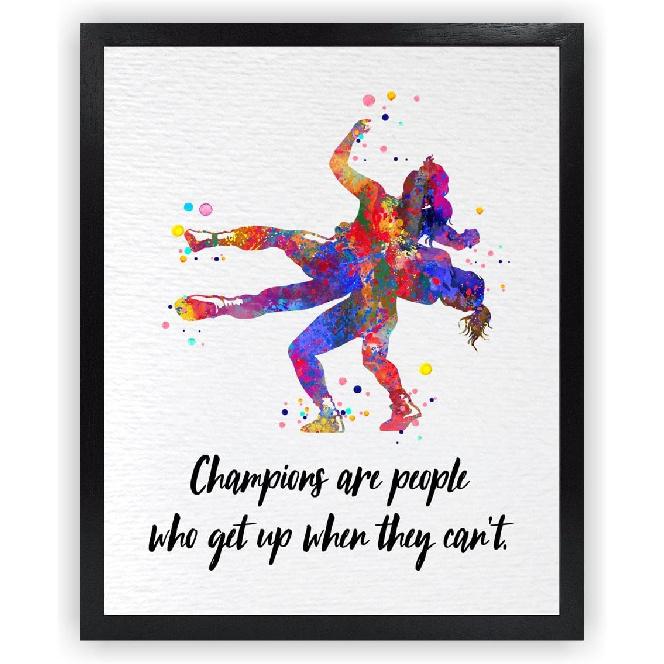 Dignovel Studios 8X10 Unframed Wrestling Girls Wrestler Sports pirational Quotes Watercolor Art Print Poster Wall Hanging Decor DN817
