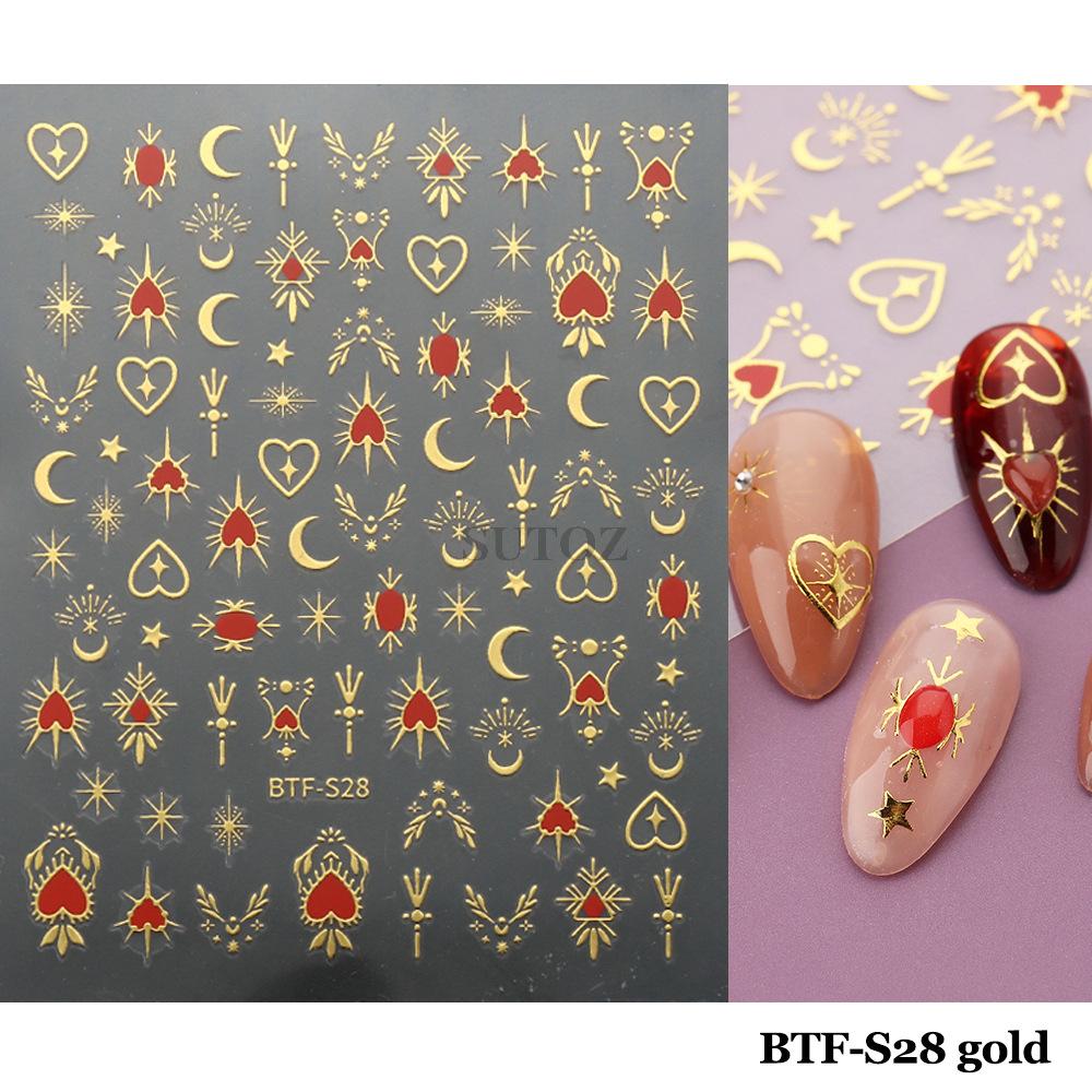 Nail Sticker Geometric Pattern Shining Star Moon Back Adhesive Nail Decals