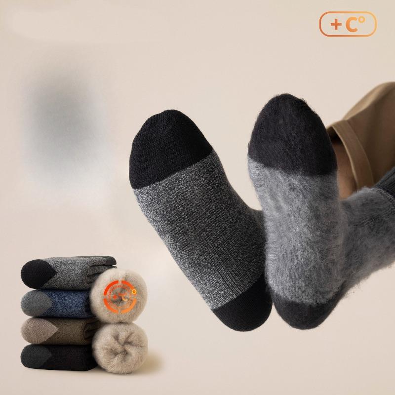 Șosete de iarnă pentru bărbați, până la jumătatea gambei, din lână, cu fleece îngroșat pentru căldură și rezistență la frig. Șosete Lungi Lânoase Super Groase pentru Iarnă