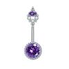 Belly Button Rings Stainless Steel Mixed Style Purple Zircon Dangle Hypoallergenic Navel Rings for Gift Giving