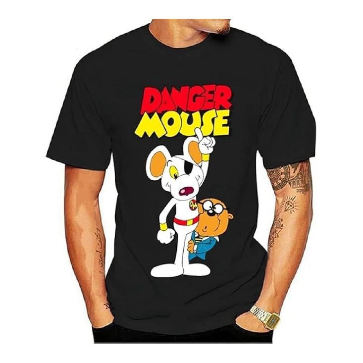 Men s Anime Graphic Print Casual T-ShirtGisyygg Danger Mouse- TV Shows T Shirt Danger Mouse UK England Heroe Cartoons Tv Series  Grunge Eighties 80s S чёрный