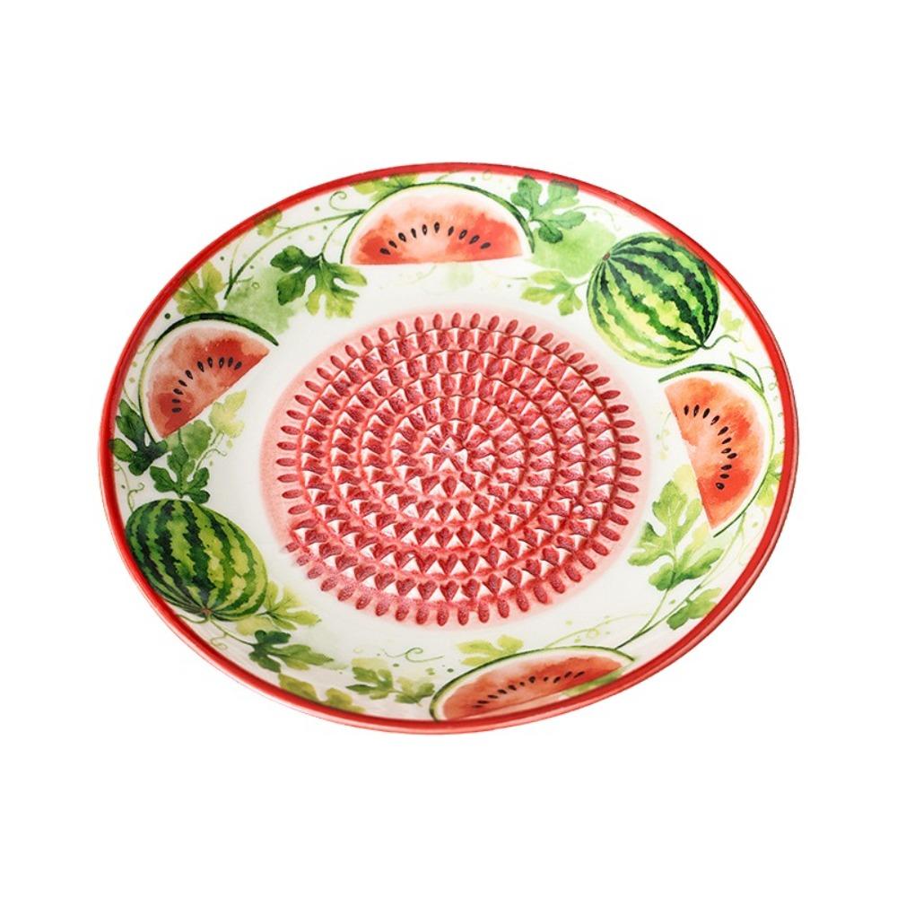 Round Plate Manual Garlic Masher Non-Slip Vegetable Grating Plate Ceramic Ginger Grater Kitchen
