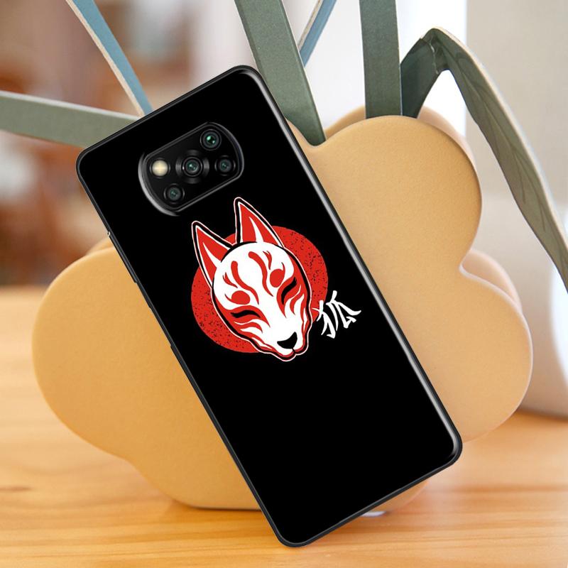 Japanische Kitsune Fuchsmaske für Xiaomi Mi 10T 11T Pro Mi 11 Lite Hülle für POCO M3 Pro M4 F3 X3 GT X3 Pro Handyhülle