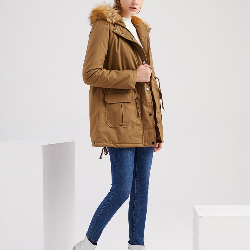 Adviicd Down Jacket Women Down Jacket Women With Fur Hood Plus Size Long Puffer Coats Quilted Overcoats Winter Warm Parka Pocket Green Xl