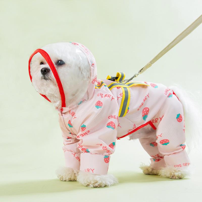 Cartoon Wasserdichter Ganzkörper-Regenmantel für Kleine & Mittelgroße Hunde - Vierbeiniger Poncho für den Außenbereich bei Regenwetter