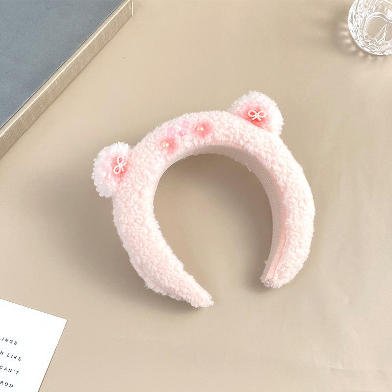 

Милые повязки на голову в стиле Shy Rouge Bear Женские мягкие аксессуары для волос, фиксирующие волосы розовый