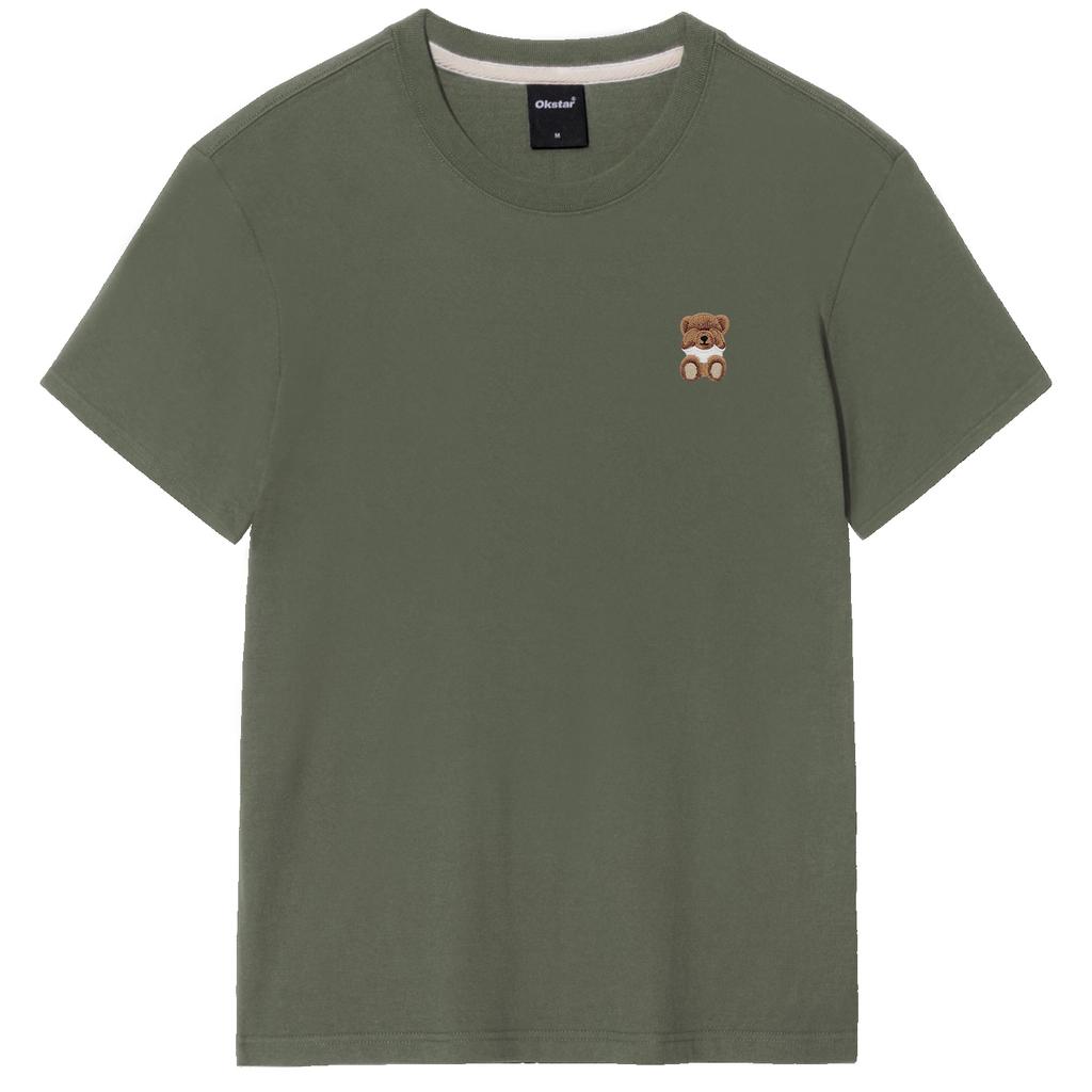 OKSTAR Mini Me Sleepy Teddy Bear Embroidered Short Sleeve T-Shirt (C Type)