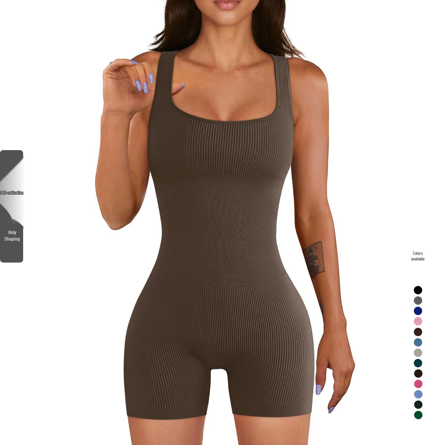 

Women s Nude Quick-Dry Summer Fitness Yoga Jumpsuit Set Small