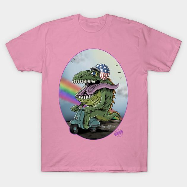 T-Shirt Damen Crazy Happy Scooter Dino Harajuku Print Kawaii Tshirt Sommer Kurzarm Damen T-Shirt Top T-Shirt