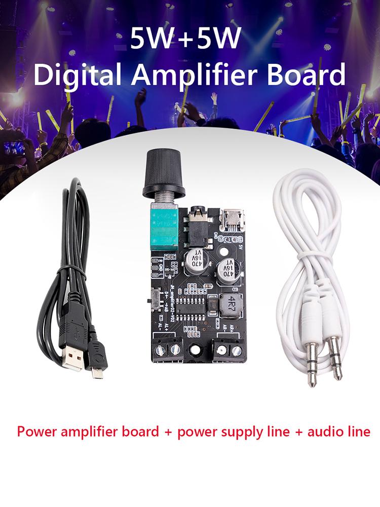 Audio Amplify Board 5W+5W Class D Stereo Power Amplifier Board with Volume Control Sound System for Speaker Sound System DIY
