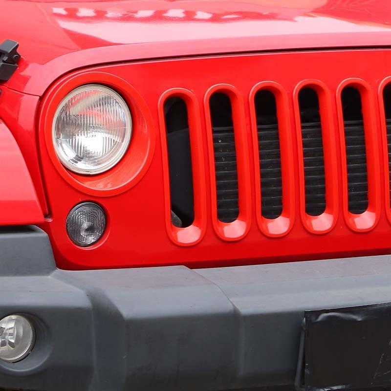 ABS Car Headlight Decorative Cover Grille Decoratiion Stickers For Jeep Wragnler JK 2007-2017 Car Exterior Accessories