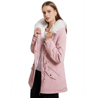 European Women's Large Size Parka with Fur Collar - Medium To Long Length, Warm Velvet Cotton Winter Coat