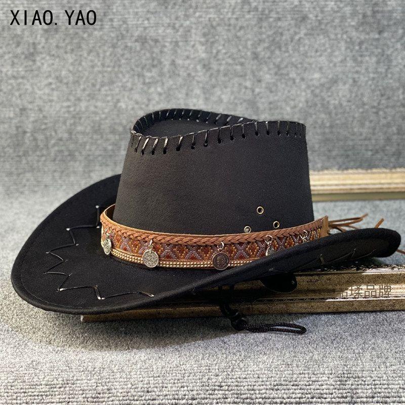 Vintage Ethnic Western Cowboy Hat Unisex Outdoor Sun Protection Travel Hat