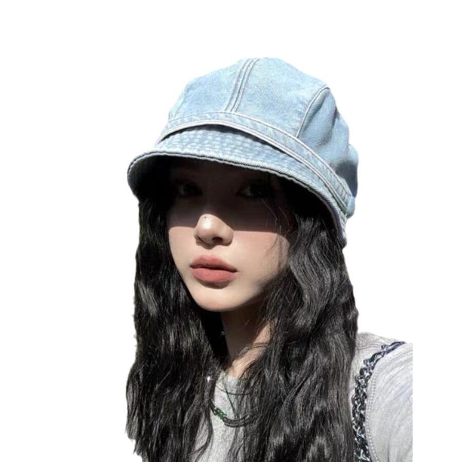 Korean Style Retro Denim Fisherman Beret — Women's Face-Slimming Slouchy Painter Bucket Hat