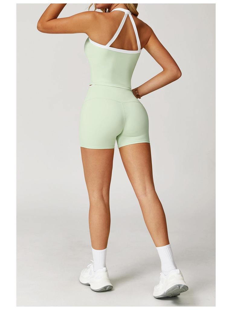 Women's Cross-Strap Yoga Set: Bare-feel, Contrasting Colors, Beautiful Back, Tight Fit for Running, Sports, Fitness 2027