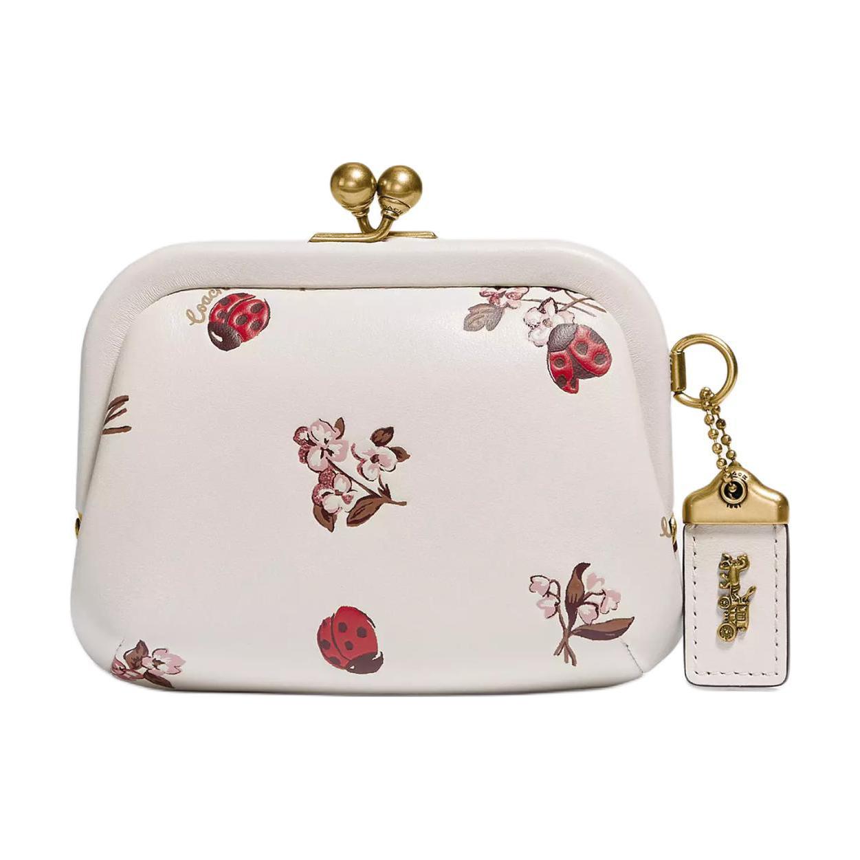 

Coach Kisslock 12 Ladybug Floral Print Kiss Lock Wallet Women Wallet White 6417-B4RRL Basic Set (Bag+Dust Bag)