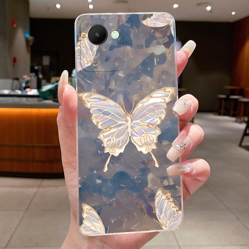 Case For oppo Realme C30 Capa Coque For Realme C30s Flower Butterfly Phone Cases Funda Soft Silicone Transparent TPU Jelly Cover