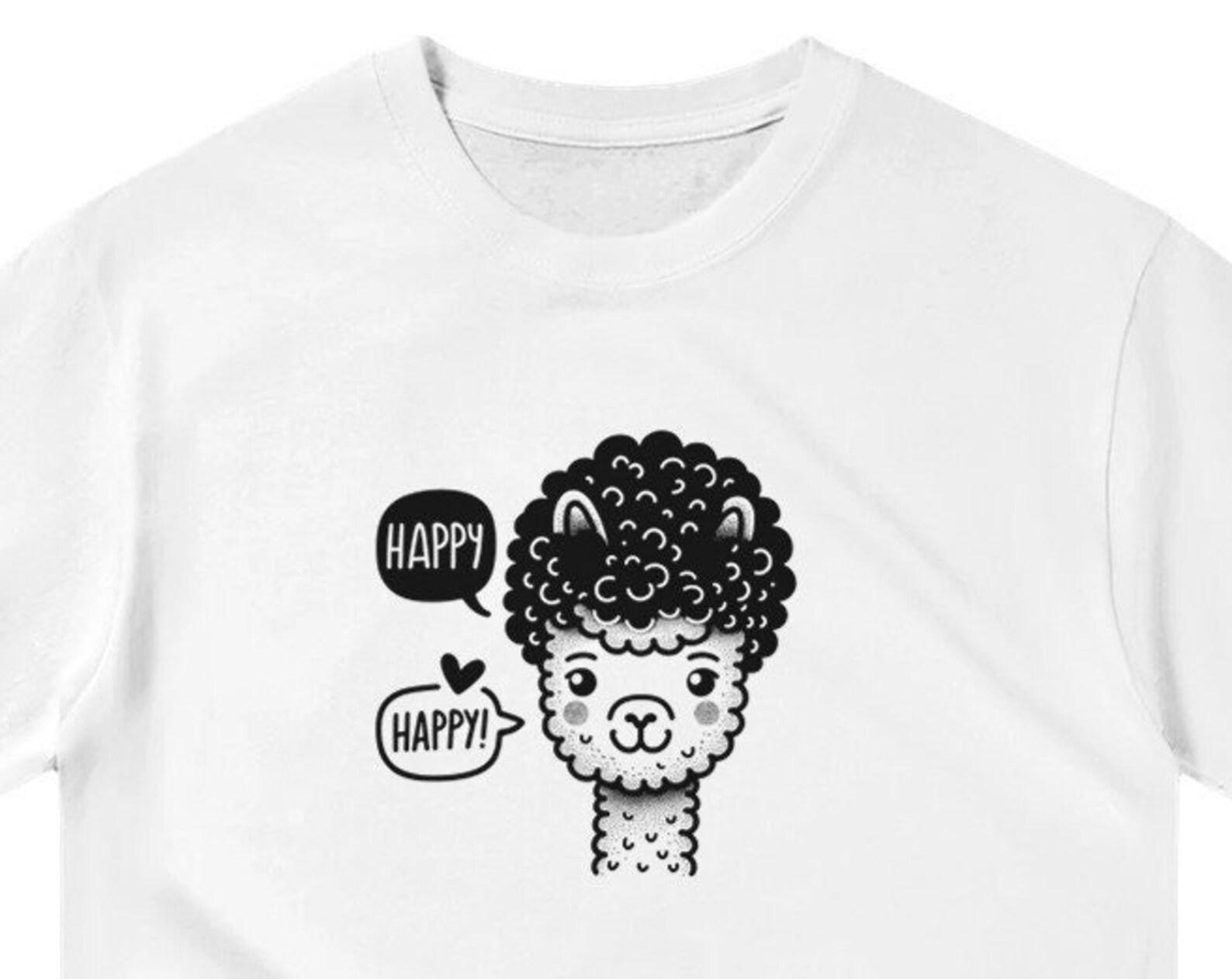 Afro Alpaca Cheerful Tee ,Unisex, Animal Lover Shirt, Funny Animal T-shirt, Gifts For Him, Gifts for Her L