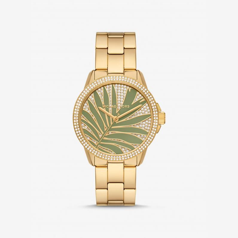 

Мужские кварцевые часы Michael Kors MKO1036 с полированным корпусом из нержавеющей стали серебристого тона золотой