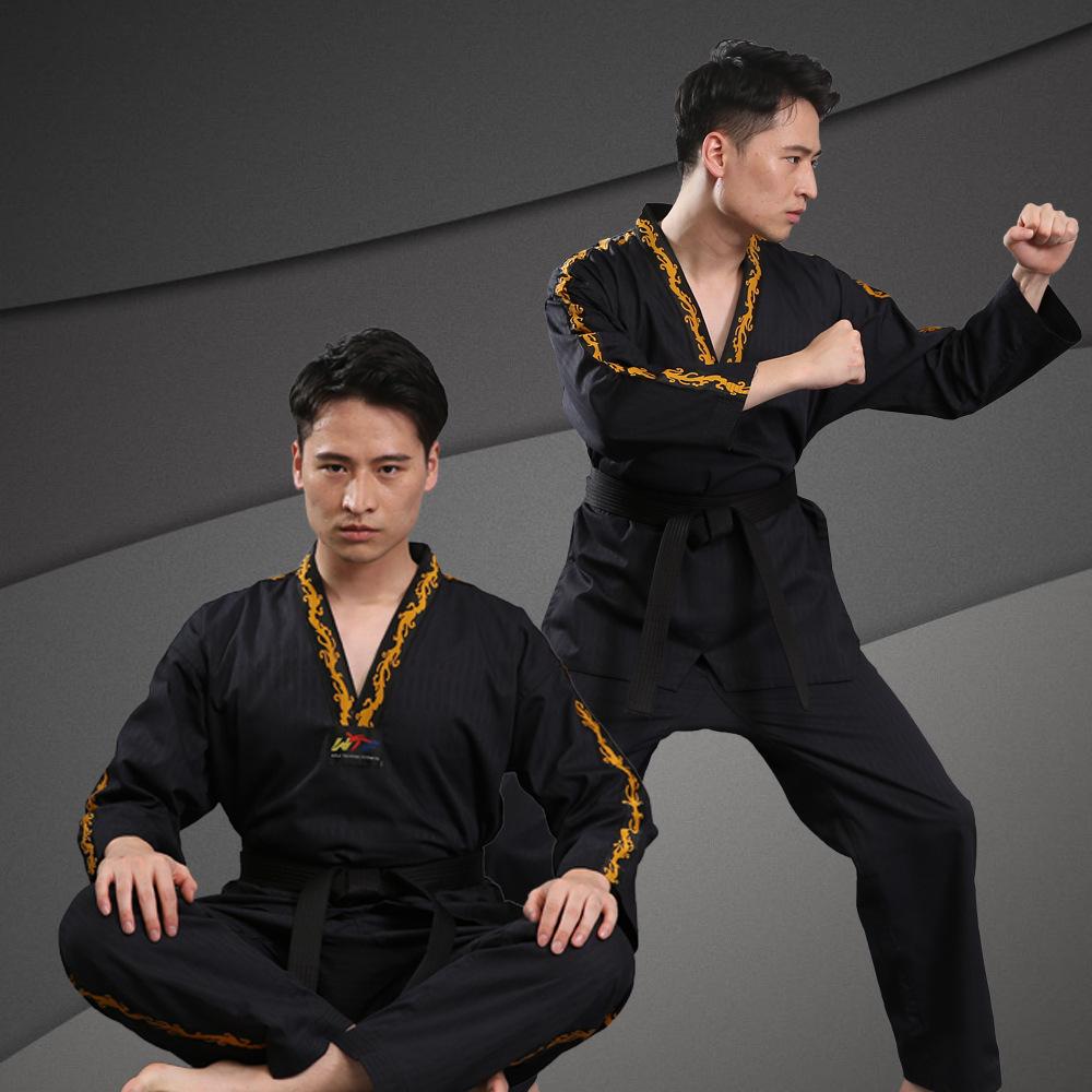 New Pattern Men's and Women's Taekwondo Clothing Long Sleeves Pure Cotton Taekwondo Clothing Training Clothing Wear-resistant