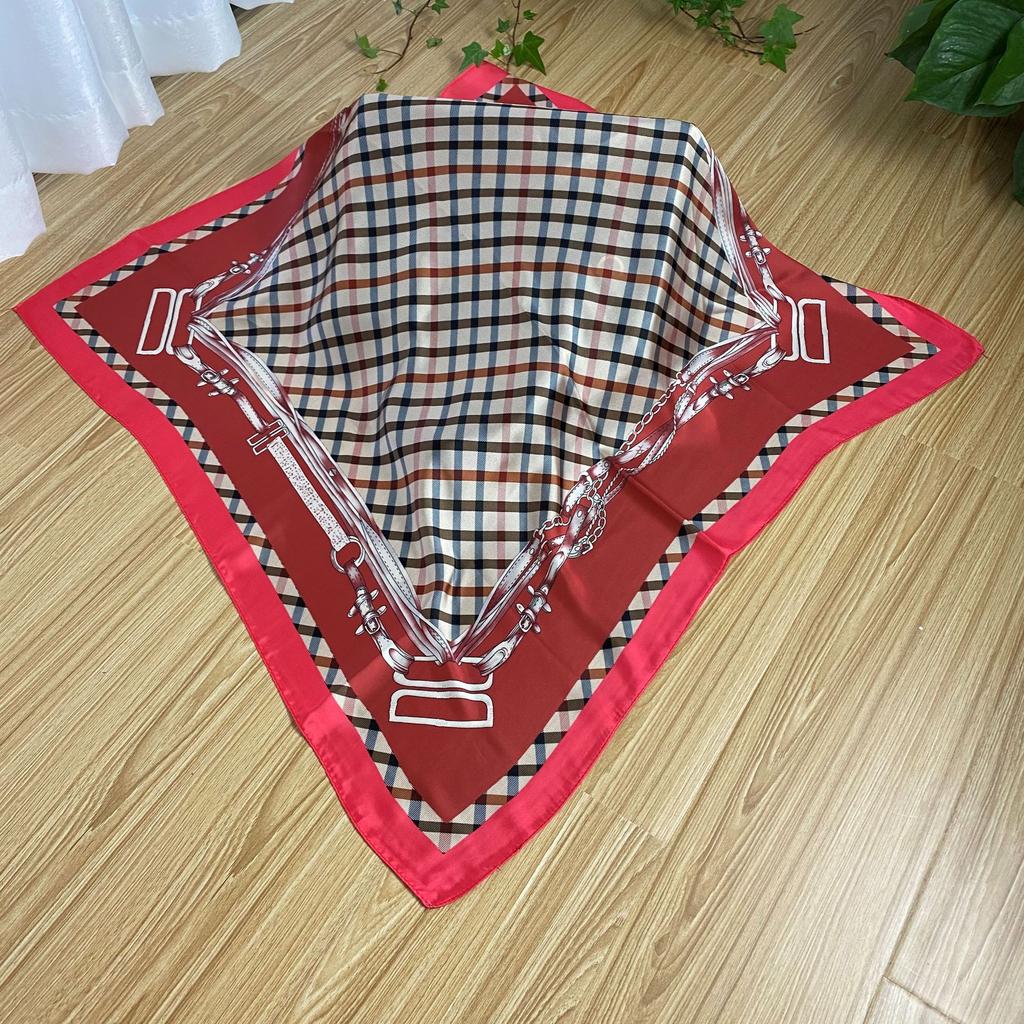 European and American style temperament fashionable small silk scarf simulation silk square scarf 71cm decorative small scarf pattern variety silk sca