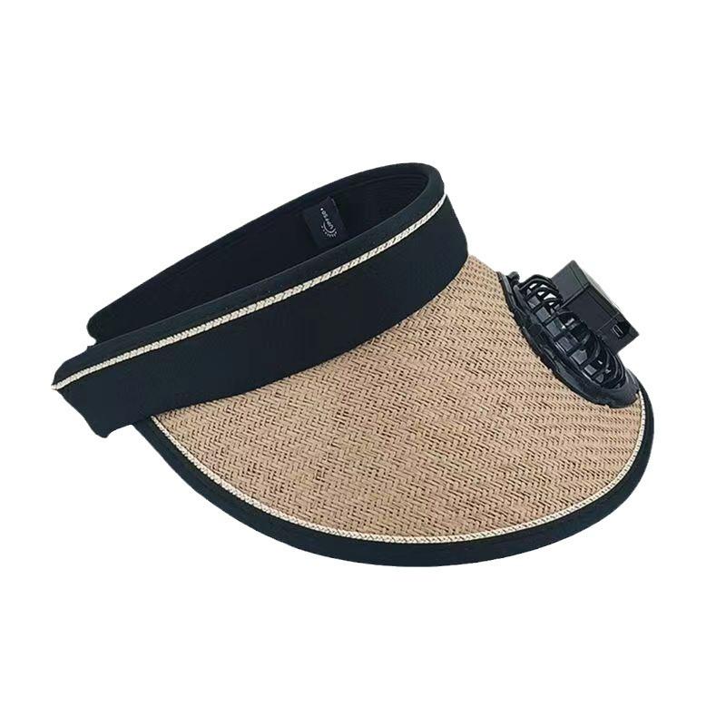 Letní malý standardní Lafite slaměný klobouk na opalování nastavitelný s ventilátorem Klobouk na opalování Odstín Plážový klobouk Čelenka Dámské