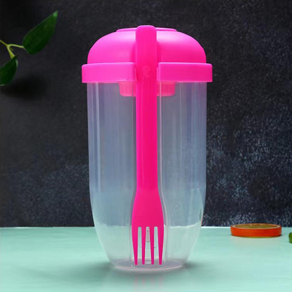 1LPortable Bottle Salad Cup Breakfast Oatmeal Cereal Nut Yogurt Bowl with Fork Sauce Cup Lid Bento Box Yogurt Storage Bowl Lunch