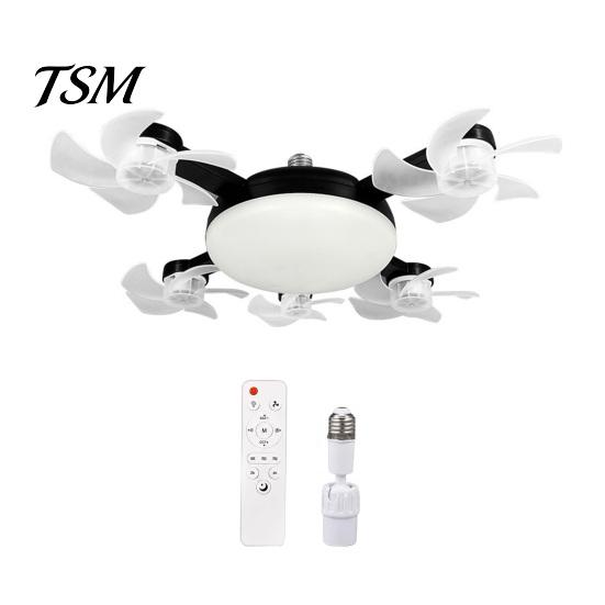Foldable Blade Ceiling Fan 3/4/5 with Light & Remote Control, 2-in-1 Silent LED Drone Bedroom Blades, 3-Speed Dimmable E27 Socket for Kitchen