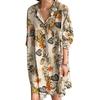 Women Turn-down Collar Long Sleeve Shirt Dress Summer Fashion Plaid Print Dress