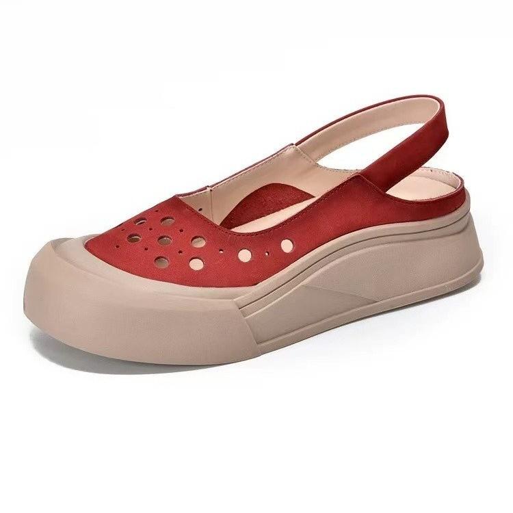 Fashion Leather Women's Shoes White Sneakers Clogs Platform Female Footwear Genuine Leather Casual Nurse Summer Creepers Dress Fretwork