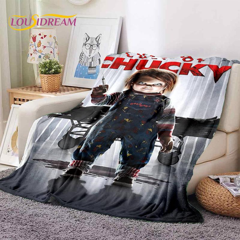 Hororový film Chucky Pennywise Halloween Pila Postava Deku, Měkká Přehozová Deku pro Domov Ložnici Postel Pohovku Piknik Cestovní Kryt