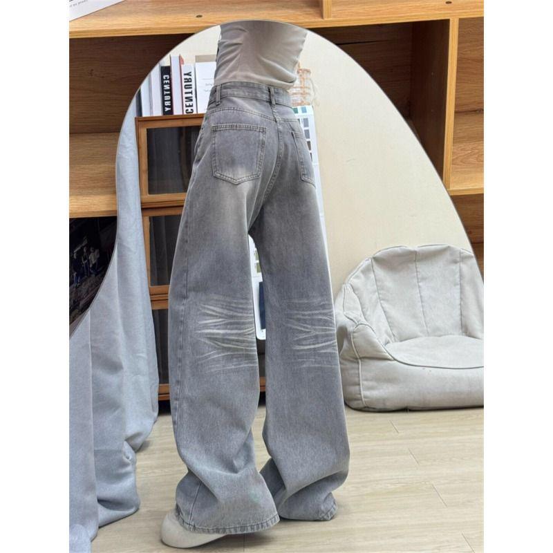 Women's High-Waisted Wide-Leg Retro Jeans in Washed Mocha Grey