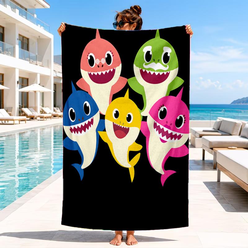 Cartoon Shark Dance Party Beach Towel, Microfiber Beach Towel, Perfect For Pool, Beach, Travel, Home Decor Beach Party Fan gifts