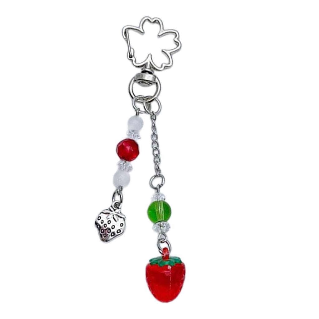 Fashion Strawberry Fruit Peach Hanging Pendant Sweet Phone Strap Bag Decoration Portable Hanging Lanyard for Girls Women