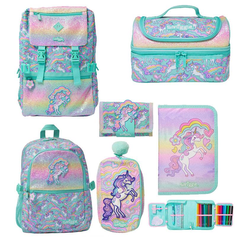 Smiggle Kids Backpack Large Capacity Cartoon School Bag with Pencil Case for Students Casual Daypack