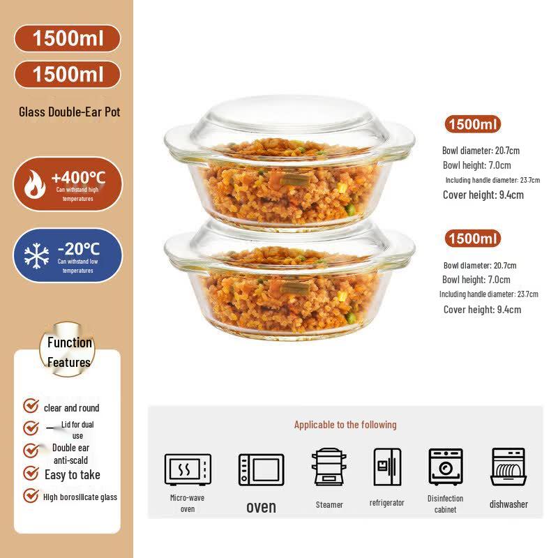 Qiwei High-Temperature Glass Bowl with Lid