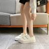 Velcro Dissolving Shoes Women's Spring and Summer Thin Thick-soled Heightening Color Matching White Shoes Genuine Leather Student Casual Board Shoes