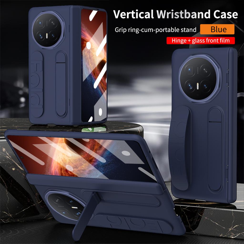 For Huawei Honor Magic V6 Case Hard Silicone Wrist Strap Folding Protective Back Cover Case For Magic V6 With Glass Film Shell