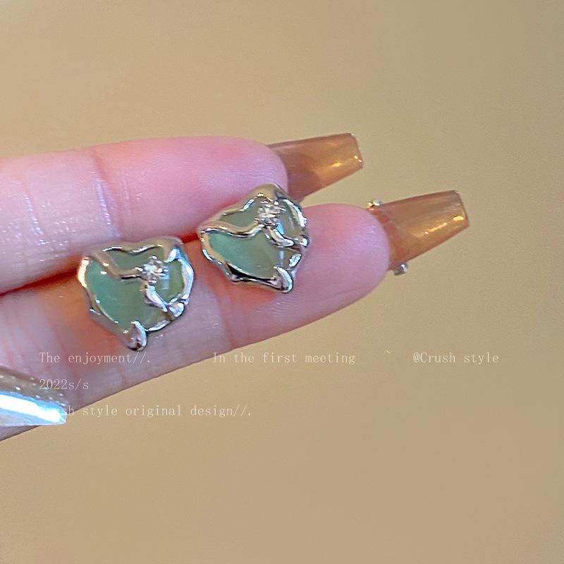 Love Qingti~ Geometric Square Opal Stud Earrings Women s Niche Design Earrings Simple Temperament Versatile Earrings