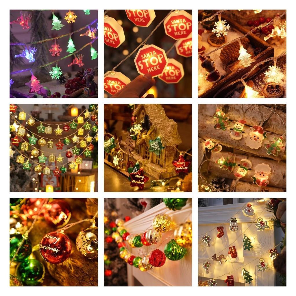 Colorful Led String Lights For Christmas Featuring Santa Snowman And Reindeer Designs