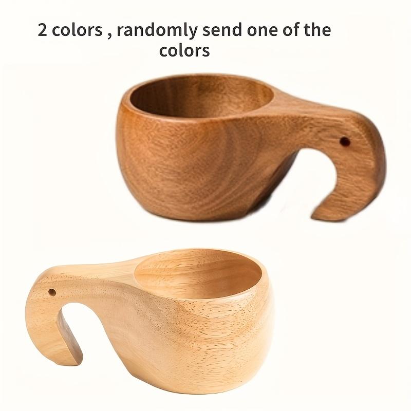 Non-Toxic Hand Carved Solid Lotus Wood Cup Kuksa Finnish Tableware With Handgrip Travel Wine Beer Cups For Bar Kitchen Gadgets