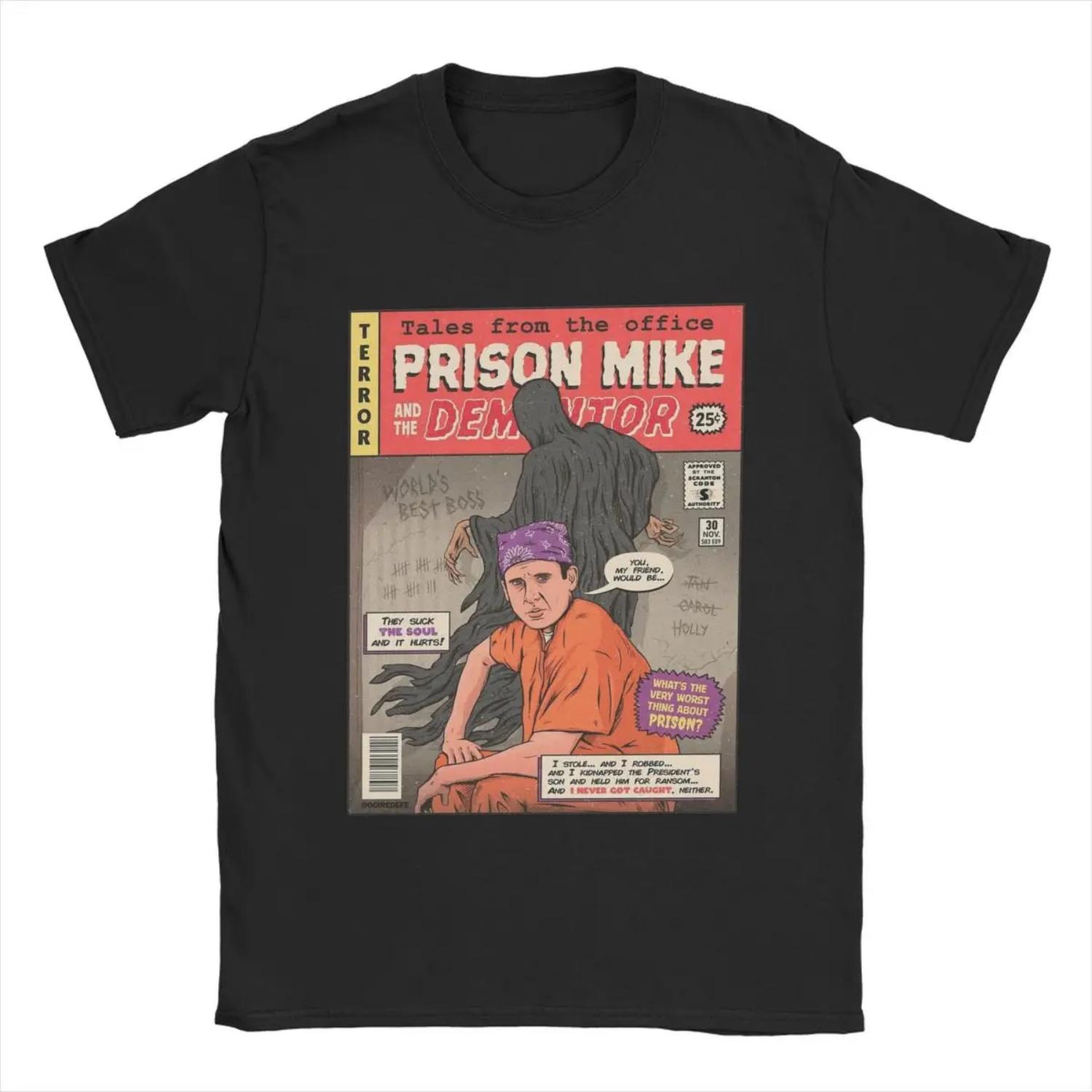 

Мужская футболка Prison MIKE The Office TV Show Vintage 100% хлопок футболка с коротким рукавом футболка с круглым вырезом одежда больших размеров S разноцветный