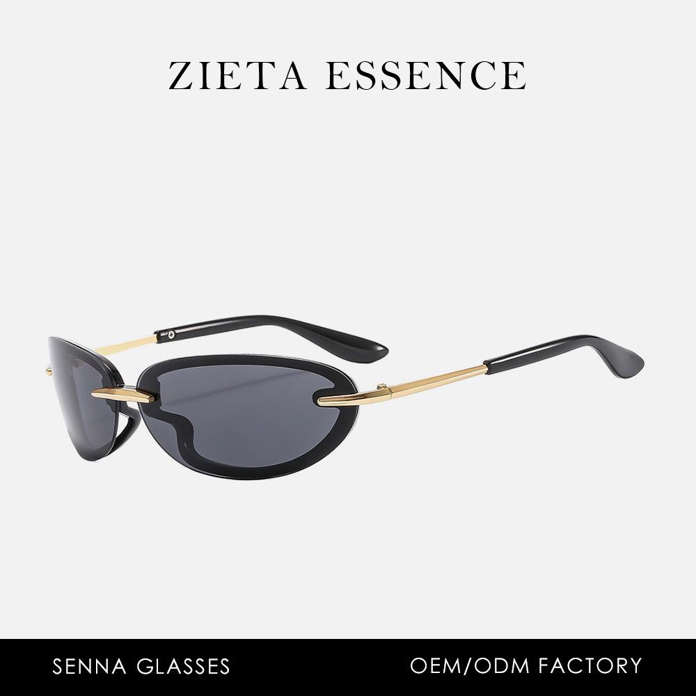 Hong Kong Style Oval Retro Sunglasses Street Photography Vacation Trimmed Sunglasses Women'S Glasses