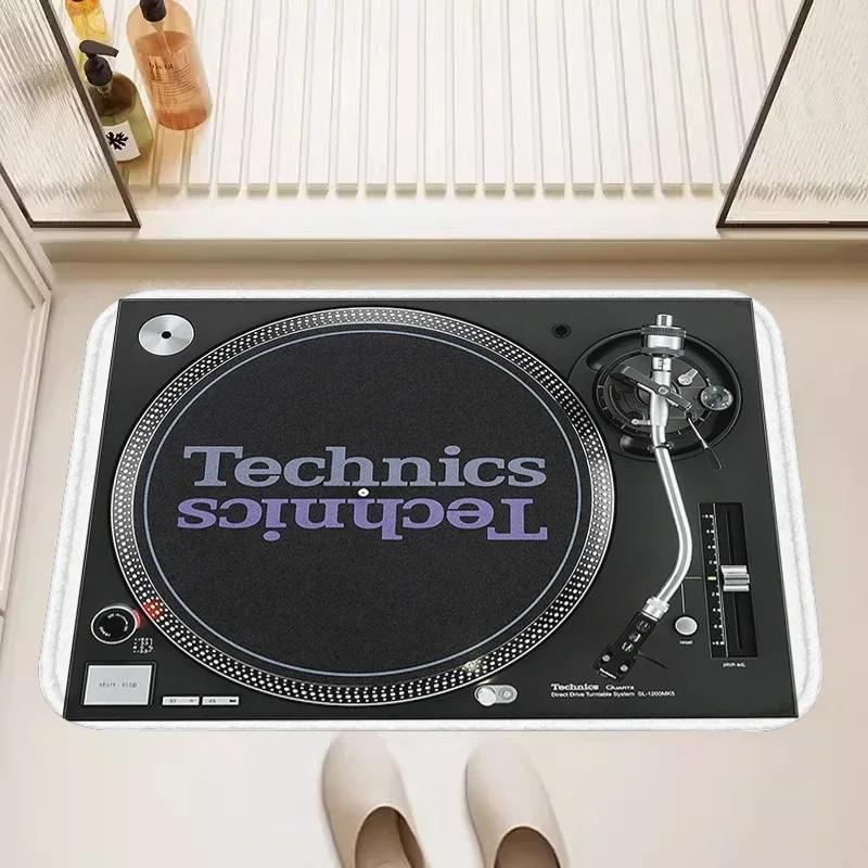 Modern Technics Record Player Theme Carpet for Living Room Decor Bedroom Kitchen Entrance Door Mat Bedside Area Soft Foot Mat