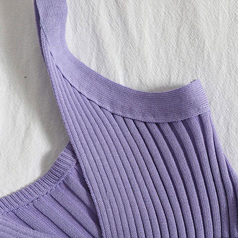 Versatile Slim Fit Base Camisole for Spring and Summer Solid Color Pit Stripe Short Knit Vest for Students