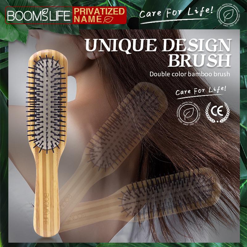 Name Bamboo Hair Brush Women Mini Bamboo Comb Paddle Detangling HairBrush with Nylon P Wood Comb Brosse Cheveux Femme