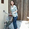 Shiz Madam Knit Collar Tee Stripe Color Block T57118