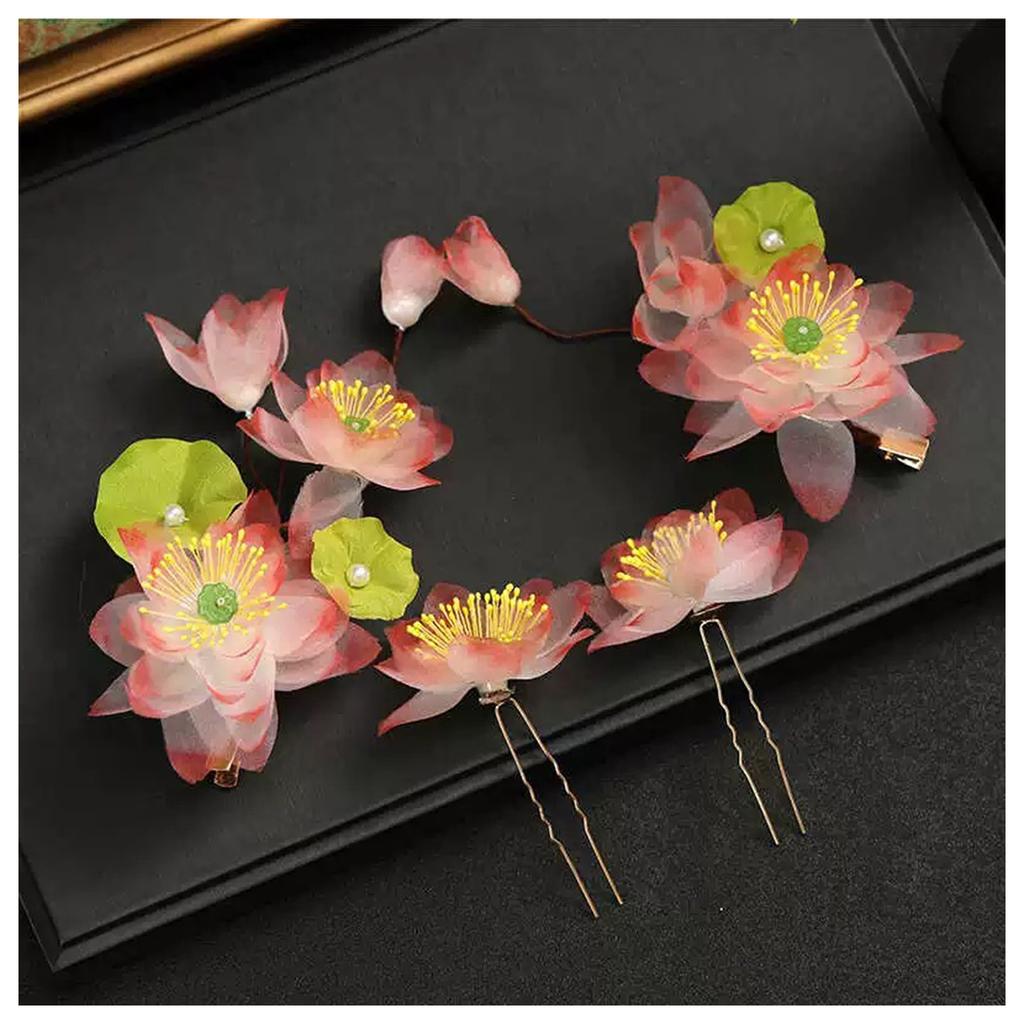Hairpins Hair Clips with Lotus Decor Non-slip Versatile Beauty Bridal Headwear for Bridesmaid Wedding Banquet Party