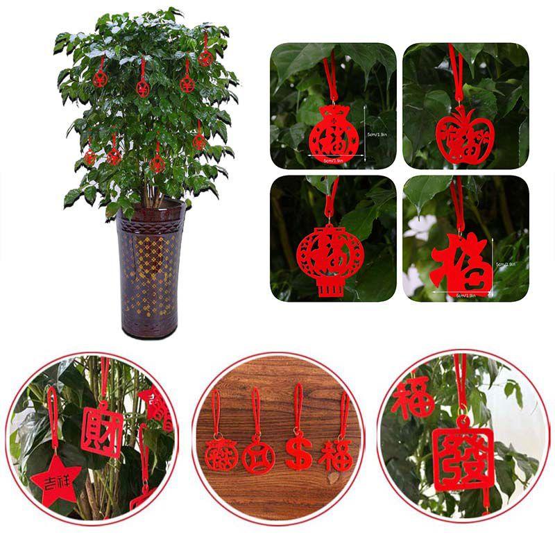 Beautifully Crafted 8pcs Chinese New Year Cny Outdoor Red Decor Festival Bonsai Money Tree Pendant